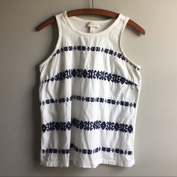 ⚪ LOFT embroidered tank top - Picture 1 of 16